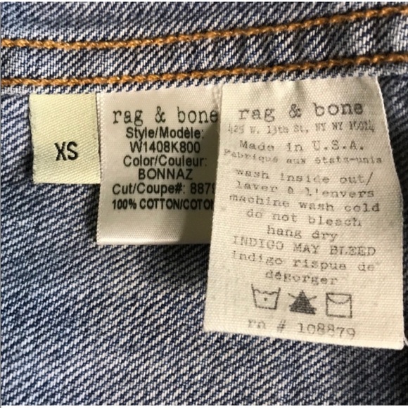 Rag and Bone Bonnaz Crochet Detail Texture Denim Jean Jacket in Blue XS - Picture 6 of 6